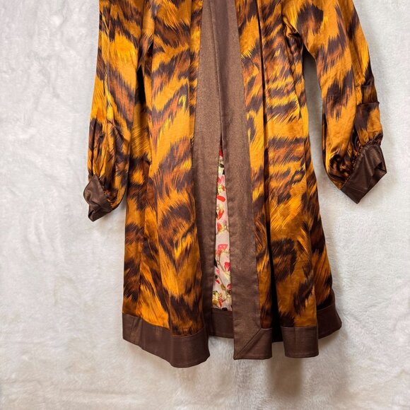 A0001 Diane Von Furstenberg Hadini Reversible Floral & Animal Print Coat Size 8 - Picture 13 of 16